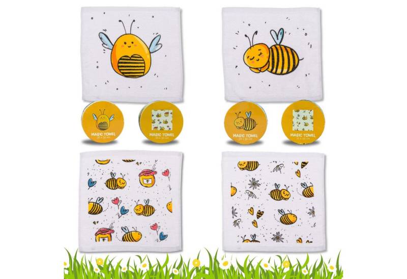 Bada Bing Handtuch Set Magisches Bienen Handtuch Zauberhandtuch Biene, Baumwolle (Honigbiene, 4-St), Komprimiert von Bada Bing