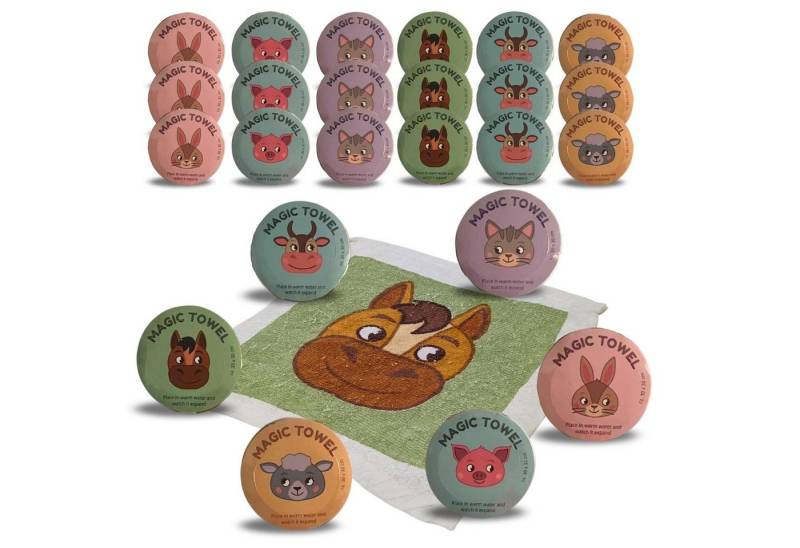 Bada Bing Handtuch Set Magisches Kinder Handtuch Zauberhandtuch Bauernhof Tiere Waschlappen, (24-tlg), 100% Baumwolle, Zauberhandtuch von Bada Bing