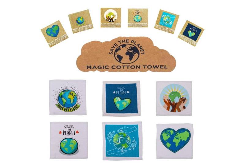 Bada Bing Handtuch Set Magisches Zauberhandtuch Handtuch Waschlappen Save The Planet, Baumwolle, (6-tlg), 100% Baumwolle, Entfaltet sich beim Kontakt mit Wasser von Bada Bing
