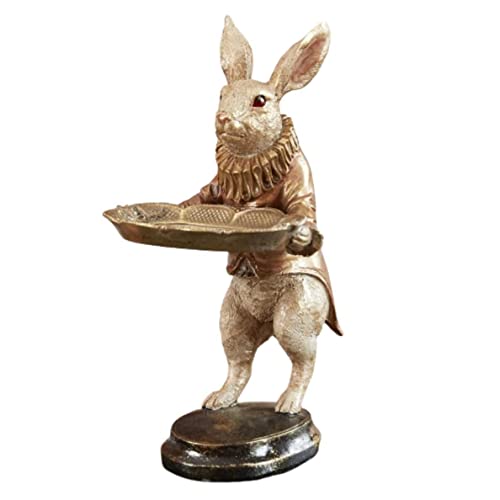 Bada Bing Hochwertige Deko Figur Hase mit Tablett im Frack ca. 27 cm groß Skulptur Osterhase Handbemalt Gold Tisch Dekoration Aufbewahrung Pralinen Schlüssel Vintage Shabby 36 von Bada Bing