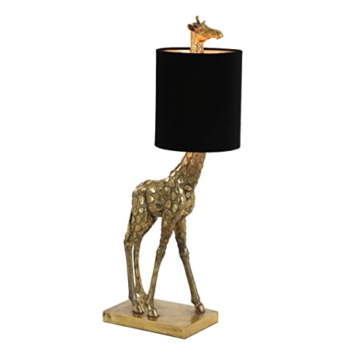 Bada Bing Hochwertige Tier Tischlampe Giraffe Lampe Gold Lampenschirm schwarz Tischleuchten Extravagant Lampenschirm Schwarz von Bada Bing