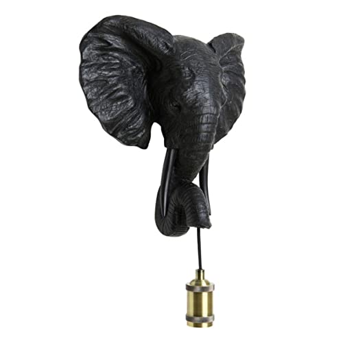 Bada Bing Hochwertige Tier Wandleuchte Elefant schwarz matt Lampe ca. 36 cm Afrika Big Five Wand Leuchte mit Schalter Wandlampe Antik Extravagante Elefantenlampe 12 von Bada Bing