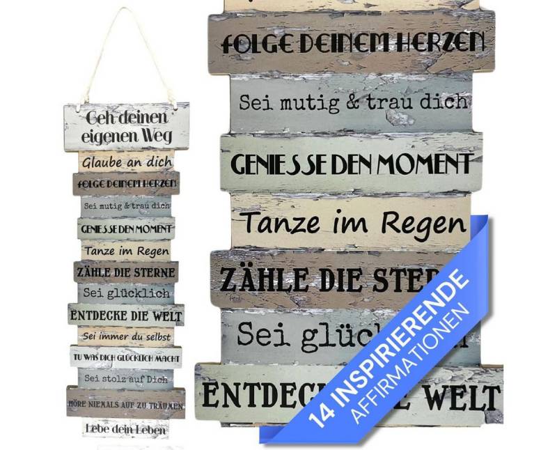 Bada Bing Holzbild Holz Wandschild Lebenseinstellung ca. 41 x 15 cm, Geh deinen eigenen Weg II (Erdtöne 09), Wandbild, Planken Optik, Holzschild von Bada Bing