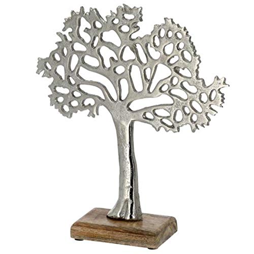 Bada Bing Lebensbaum Auf Holzsockel Metall Silber Ca. 27 x 23 x 7,5 cm Mango Holz Stammbaum Geldbaum Dekobaum Schmuckständer Deko Kommunion Geschenk Hochzeit 62 von Bada Bing