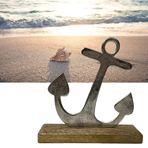 Bada Bing Metall Anker auf Holzsockel Deko Figur Naturprodukt aus Mangoholz Skulptur Metallskulptur Mango Holz Meer Maritim Standbild Element Geschenk Zeitlos Dekoration Zeit für Meer 33 von Bada Bing