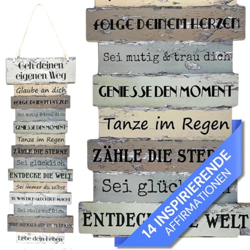 Bada Bing Wandschild Lebenseinstellung Motivation - Gehe deinen eigenen Weg - ca. 41 x 15 cm Familie Schulkind Jugendweihe Bild Planken Optik Holz Spruch Schild Geschenk Wandbild 09 von Bada Bing