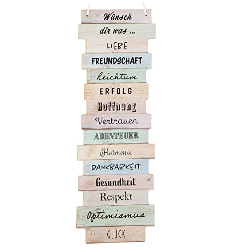 Bada Bing Wandschild Motivation - Wünsch dir was… - ca. 41 x 15 cm Kind Schulkind Jugendweihe Wünsche Bild Planken Optik Holz Spruch Schild Deko Geschenk Wandbild Familienregeln Vintage 80 von Bada Bing