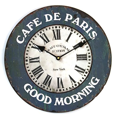 Bada Bing Wanduhr Cafe De Paris Vintage Holz Ø ca. 33,5 cm Nostalgie Retro von Bada Bing