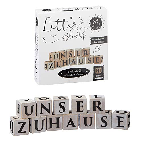 DIY Letter Blocks 16 Holz Würfel mit Buchstaben Symbole zum Selbstgestalten Geschenk Bauklötze 10 von Bada Bing