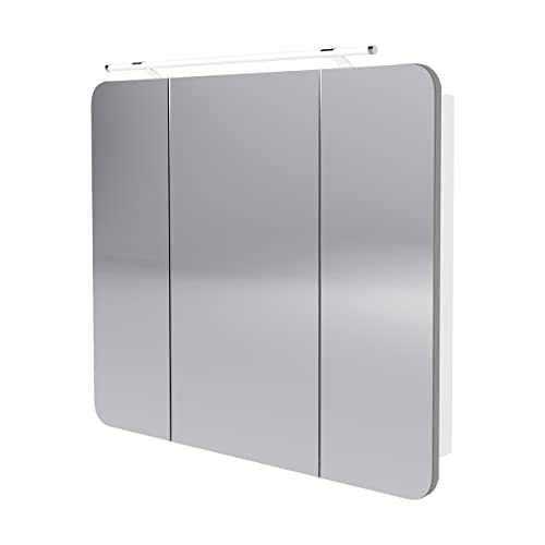 BadeDu NES LED-Spiegelschrank 90cm in Weiß – 3 Türen, 6 Glaseinlegeböden, Drehbare LED-Aufsatzleuchte, AST Eiche Holzoptik – Made in Germany BadeDu NES LED-Spiegelschrank 90cm in Weiß – 3 Türen, 6 Glaseinlegeböden, Drehbare LED-Aufsatzleuchte, AST Eiche Holzoptik – Made in Germany von BadeDu