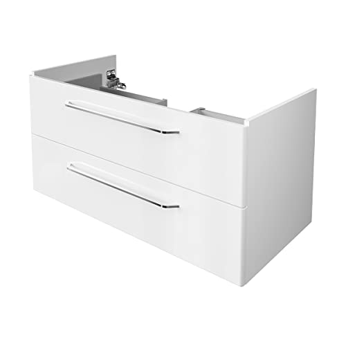BadeDu NES Waschbeckenunterschrank in Weiß – 100cm breiter Waschtischunterschrank, Zeitlos moderner Stil, 2 Schubladen mit Soft-Close – Made in Germany BadeDu NES Waschbeckenunterschrank in Weiß – 100cm breiter Waschtischunterschrank, Zeitlos moderner Stil, 2 Schubladen mit Soft-Close – Made in Germany von BadeDu