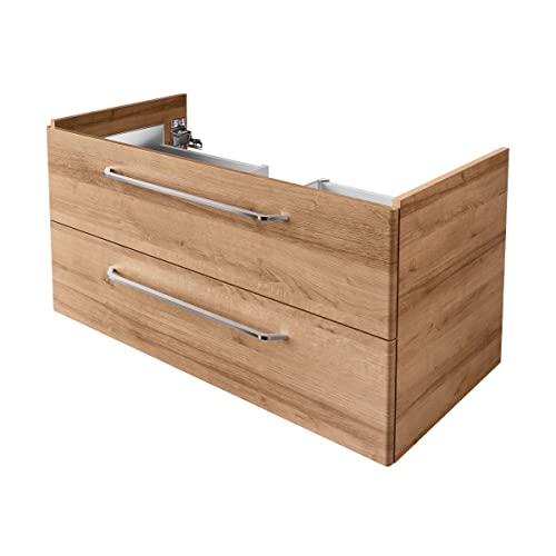 BadeDu NES Waschbeckenunterschrank in braun – 100 cm Breite, AST Eiche Holzoptik, 2 Softclose Schubladen, Modern Mediterraner Stil – Made in Germany BadeDu NES Waschbeckenunterschrank in braun – 100 cm Breite, AST Eiche Holzoptik, 2 Softclose Schubladen, Modern Mediterraner Stil – Made in Germany von BadeDu