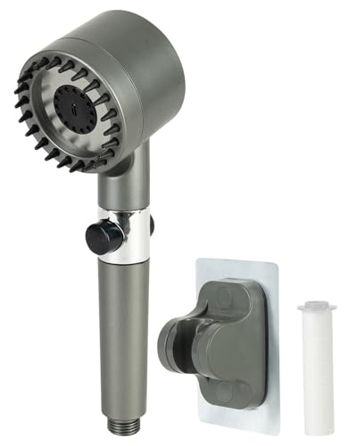 BadeStern Duschkopf Halterung: Hochdruck-Massage-Handbrause mit Silikon-Massagebürste, 4 Modi, Filter (Handbrause Wandhalterung, Anti-Kalk-Handbrause) von BadeStern