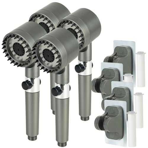 BadeStern Duschkopf Handbrause: 4er-Set Hochdruck-Massage-Handbrausen mit Silikon-Massagebürste,4 Modi (Hochdruck-Duschkopf Handbrause, Duschbrause Halterung) von BadeStern