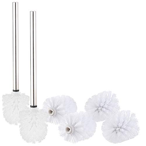 BadeStern Toilettenbürsten: 2er-Set Bürsten-Stiele mit je Wechsel-Aufsätzen, Edelstahl, weiß (Toilettenbürste mit Boden-Halter, WC-Bürstenhalter mit Bürste, Wechselaufsätze) von BadeStern