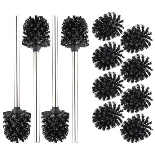BadeStern WC-Bürste und Halter: 4er-Set WC-Bürste mit Edelstahl-Stiel und 3 Aufsätzen mit Ø 7,5 cm (Toilettenbürsten Wandhalterung, Garnituren zur Wandmontage) von BadeStern