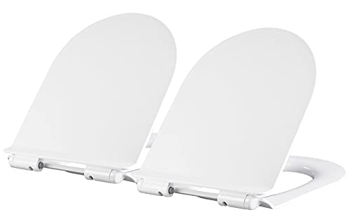 BadeStern Toilettendeckel: 2er-Set flache WC-Sitze, D-Form, mit Absenkautomatik (antibakterieller Toilettensitz, Automatischer Toilettensitz, Badezimmer) von BadeStern