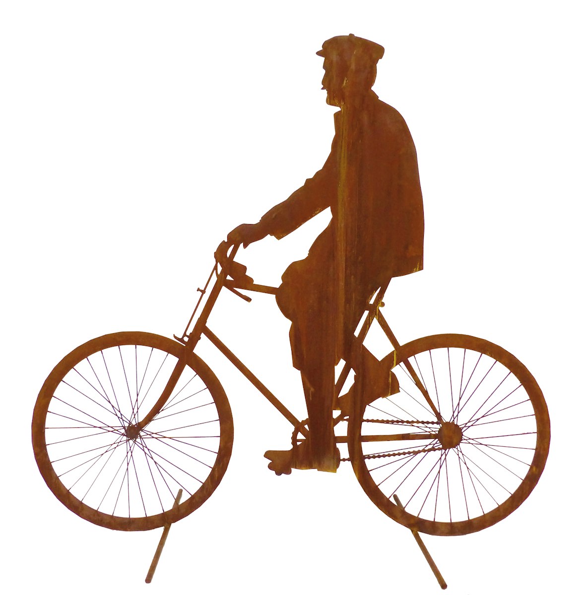 Badeko Deko-Fahrradfahrer „Gustav“ in Edelrostoptik von Badeko Metalldekoration