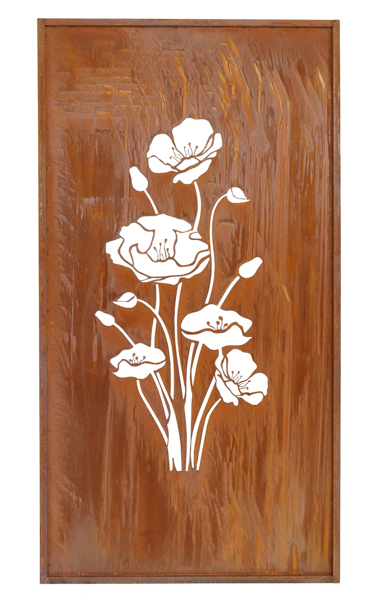 Badeko Parawand „Mohnblume“ in Edelrostoptik von Badeko Metalldekoration