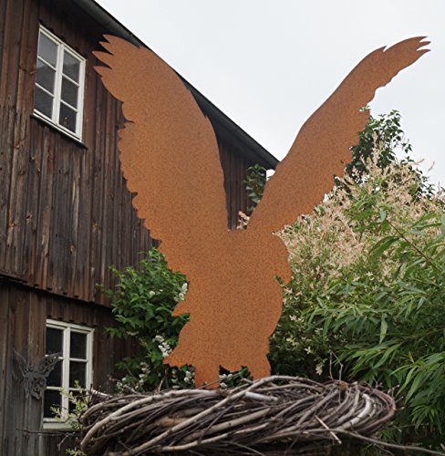 Edelrost Bausatz Adler mit kurzen Metallstäben 75 cm Gartenfigur Greifvogel von Badeko