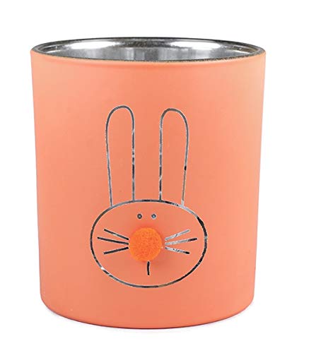 Baden - 2188937 - Teelichthalter mit Hase, Glas, Durchmesser 7,5cm, Höhe 9cm, Farbe: Orange von Baden