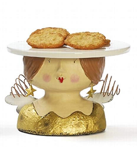 Baden Aufsteller Deko Kopf Frauenkopf Ladykopf Engel als Kuchenplatte cremeweiß mit Perlenkette oder Gold mit Sternohrring (Gold) von Baden