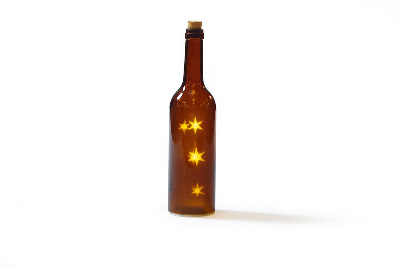 Baden LED-Leuchtzweig flasche glas braun mit LED sternen von Baden