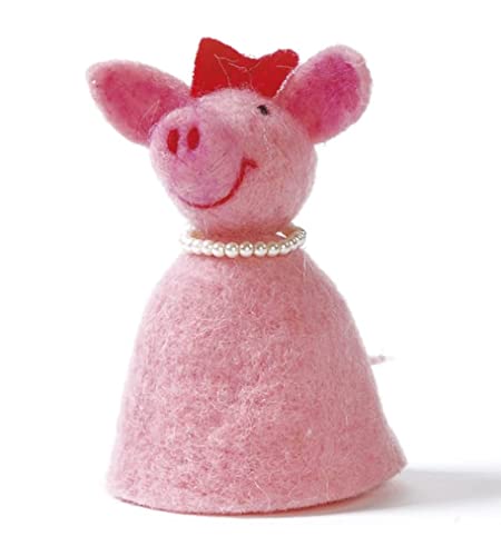 Baden dekorativer niedlicher Eierwärmer pinkes Schwein mit Perlenkette aus Filz (1) von Baden
