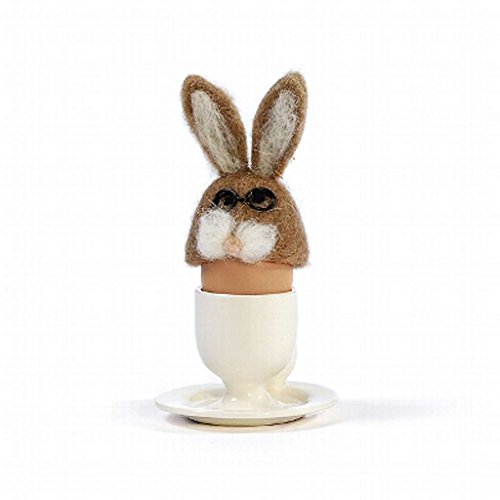 Eierwärmer aus Filz [ Hase / Hasenkopf Brille ] für den fröhlichen Frühstückstisch (der Eierbecher und das Ei sind NICHT Bestandteil dieses Angebots) von Baden