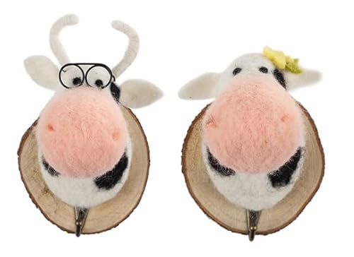 Kleiderhaken Kuh mit Perlenkette 2 Stk.16 cm - Holz, Textil - Pink, Schwarz, Weiß von Baden