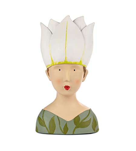 Ladykopf Dekokopf Figur Dame mit Blume, 32 cm von Baden