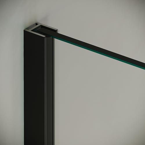 Aluminium U-Profil Dusche 200cm Schwarz matt I Wandanschlussprofil für 10mm Glas Duschabtrennung I Wandprofil Walk-In-Dusche I Duschprofil I Klemmprofil Wandhalterung von Badena