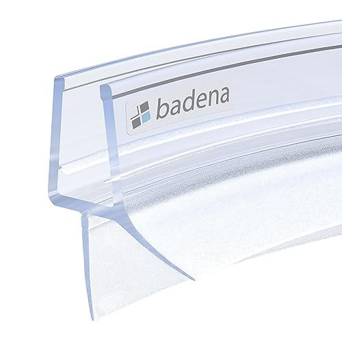 Badena® Duschdichtungen für Duschtüren gebogen I Ersatz Dichtung 6mm 8mm Glastür I Duschtürdichtung Wasserabweiser mit Dichtlippe I Dichtung Duschwand Badewanne Duschkabine I Duschabdichtung 1x100cm von Badena