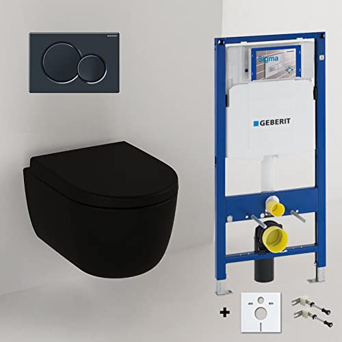 Spülrandloses Hänge Wc mit Spülkasten I Randloses Hänge WC Komplettset Schwarz Matt 54cm I Wand WC ohne Spülrand mit GEBERIT UP320 Vorwandelement und Sigma 01 Betätigungsplatte Spülrandloses Hänge Wc mit Spülkasten I Randloses Hänge WC Komplettset Schwarz Matt 54cm I Wand WC ohne Spülrand mit GEBERIT UP320 Vorwandelement und Sigma 01 Betätigungsplatte von Badena