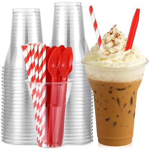 Baderke 50 Stück transparente Kunststoff-Parfaitbecher mit roten Kunststoff-Löffeln und Papierstrohhalmen, Einweg-Wurzelbier-Becher, Eisbecher für Milchshakes, Eis, Kuchen, Party, Getränke Baderke 50 Stück transparente Kunststoff-Parfaitbecher mit roten Kunststoff-Löffeln und Papierstrohhalmen, Einweg-Wurzelbier-Becher, Eisbecher für Milchshakes, Eis, Kuchen, Party, Getränke von Baderke
