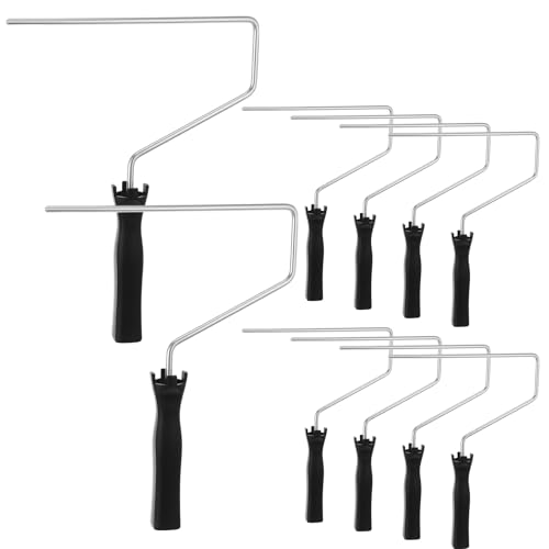 Baderke Mini-Farbroller, 22,9 cm, Griff, 33 cm Rahmen, kleiner Farbrollerpinsel, Malerzubehör für Wand, Haus, Haus, Schwarz, 10 Stück von Baderke