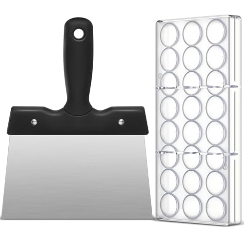 Baderke Schokoladenformen aus Polycarbonat mit Schokoladenschaber, transparent, Hartplastik zum Glätten von Käse, Sahne, Kuchenschaber, 2 Stück von Baderke
