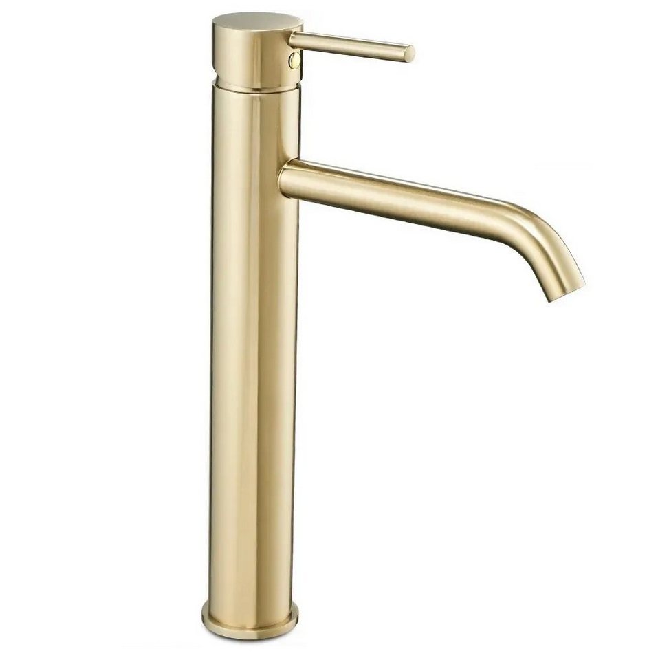 wohnwerk.idee Badarmatur Waschbeckenarmatur Wasserhahn Gold Einhebelmischer Lungo von wohnwerk.idee