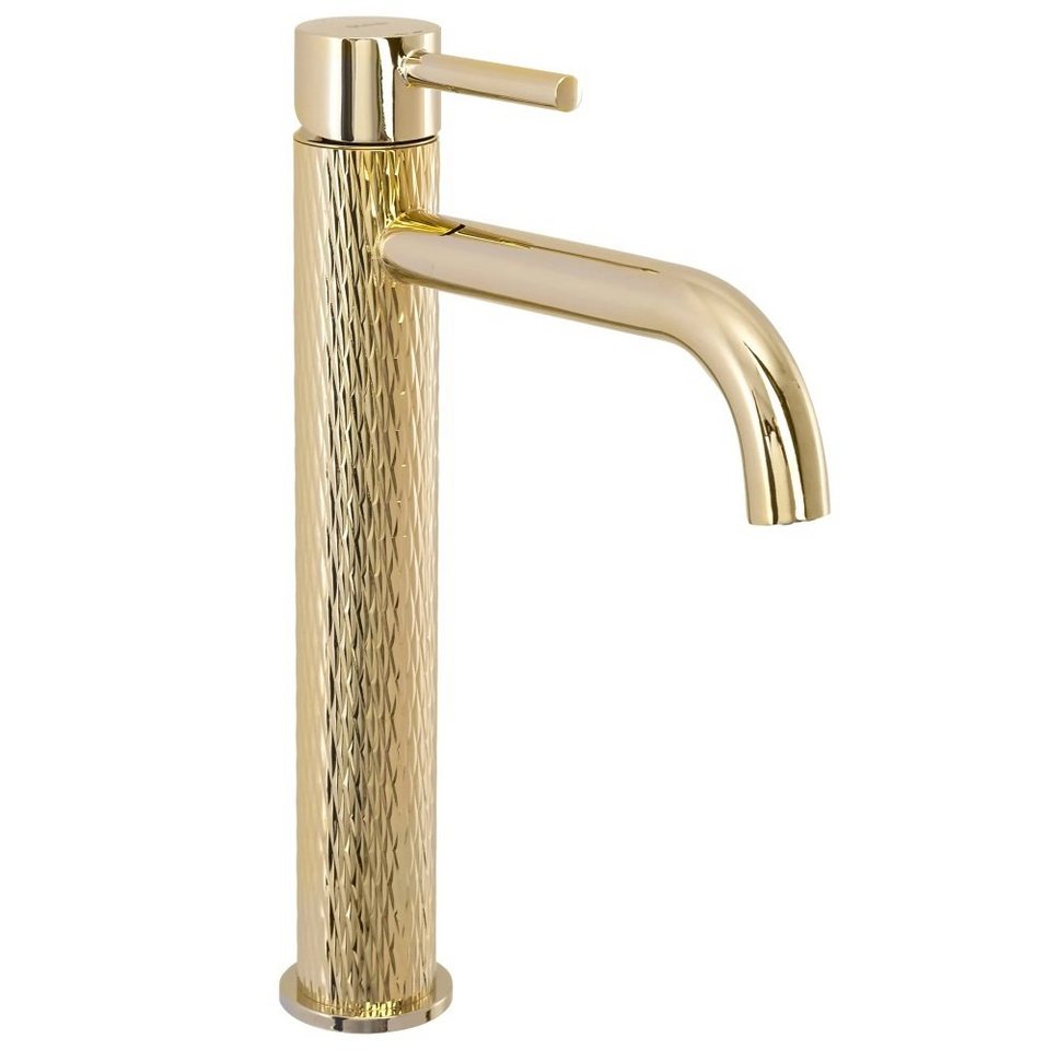 wohnwerk.idee Badarmatur Waschbeckenarmatur Wasserhahn Gold Einhebelmischer Lungo von wohnwerk.idee