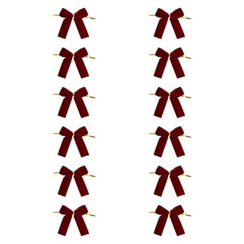Badiman 12 Stück Weihnachtsschleife Christbaumdeko Kranzdekoration Festschleife Aus Langlebigem Samtmaterial für Den Bauernhausstil Treppengeländer Und Festl, Weinrot Badiman 12 Stück Weihnachtsschleife Christbaumdeko Kranzdekoration Festschleife Aus Langlebigem Samtmaterial für Den Bauernhausstil Treppengeländer Und Festl, Weinrot von Badiman