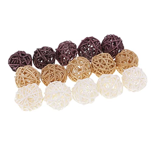 Badiman Handgefertigte Rattan Kugeln Deko Set - 3er Pack, 5 cm, 7 cm - Bunte Auswahl von Badiman