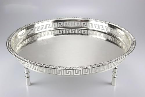 Orientalisch Tablett Teetisch L 55cm x 14cm rund Silber Neu von Bador Decoration