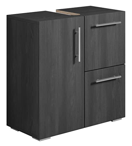 Badezimmer Badmöbel Mars - Schwarz Holz - Unterschrank Badmöbelset Badschrank Schrank Waschbeckenunterschrank von Badplaats B.V.