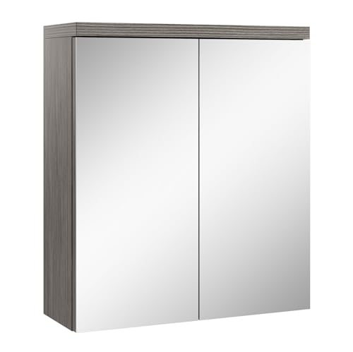 Badezimmer Spiegelschrank Toledo 60cm Grau Eiche – Stauraum Unterschrank Möbel Zwei Türen Badschrank von Badplaats B.V.