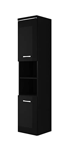 Badezimmer Schrank Paso 160cm Hochglanz Schwarz Fronten – Regal Schrank Hochschrank Schrank Möbel Badschrank von Badplaats B.V.