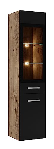 Badezimmer Schrank Rio 131 cm Eiche Kastanie mit Schwarz – Regal Schrank Hochschrank Schrank Möbel Badschrank von Badplaats B.V.