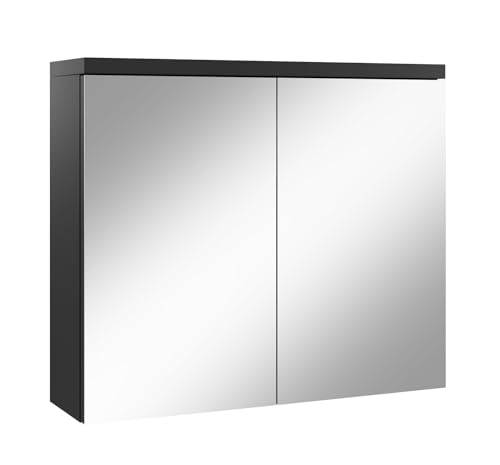 Badezimmer Spiegelschrank Toledo 80cm Schwarz – Stauraum Unterschrank Möbel Zwei Türen Badschrank von Badplaats B.V.