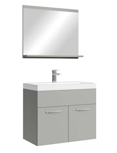 Badezimmermöbel Montreal Set 02 60 x 35 cm – Matt grau – Badezimmermöbel mit Spiegel von Badplaats B.V.