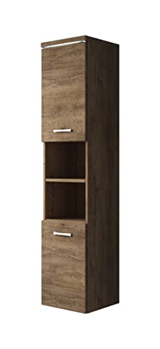 Badezimmer Schrank Paso 160cm Braun Eiche – Regal Schrank Hochschrank Schrank Möbel Badschrank von Badplaats B.V.