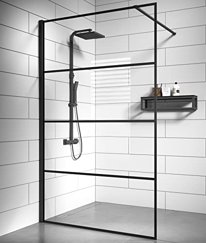 Badplaats B.V. Duschwand Essos 100 x 200cm Glas Duschabtrennung Schwarz - Walk-In Dusche Nano Duschtrennwand von Badplaats B.V.